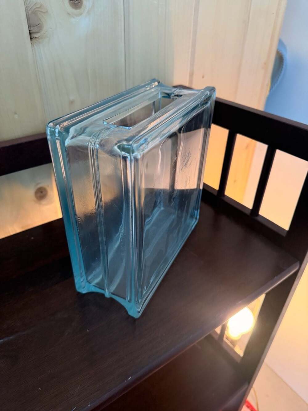 Vintage Glass Block Flower Vase Slot Opening Planter Terrarium Shadow Box